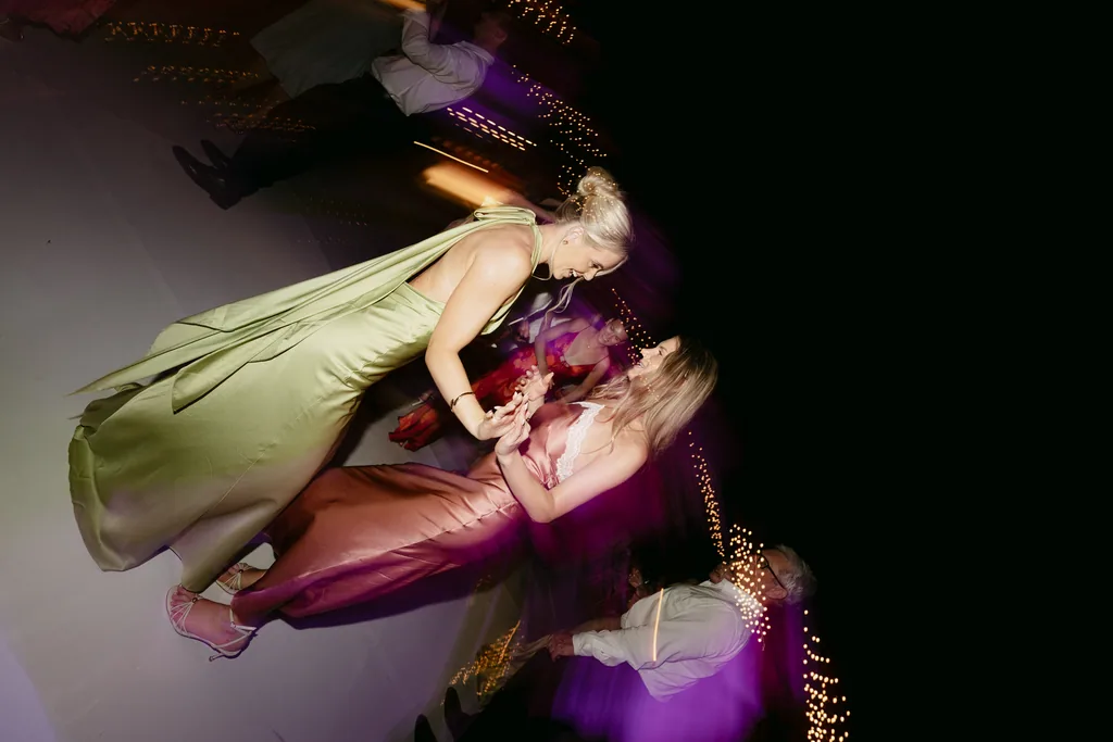 The dance floor in motion, dress and light blurred together