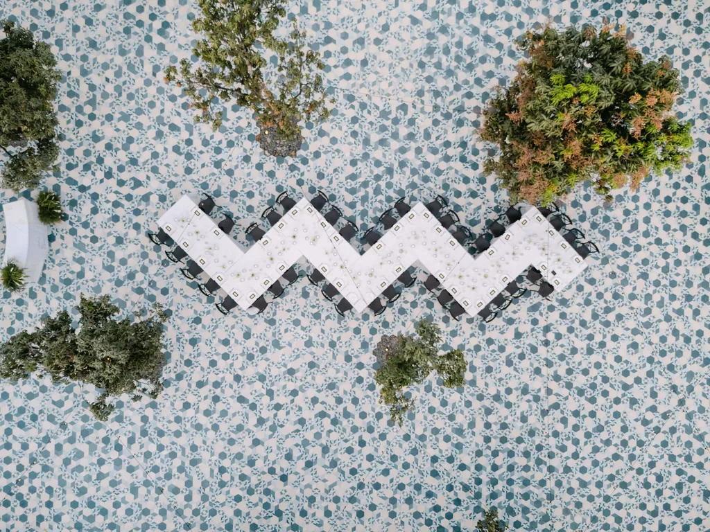 The tiled pool at Acre seen from above